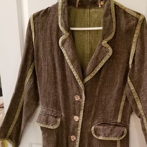 Coat/Walker, 3/4 Length, Linen, Sm/Med Petite